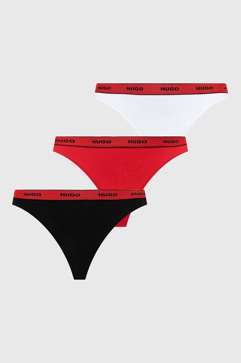 HUGO Stringi 3-pack kolor czerwony 50480150