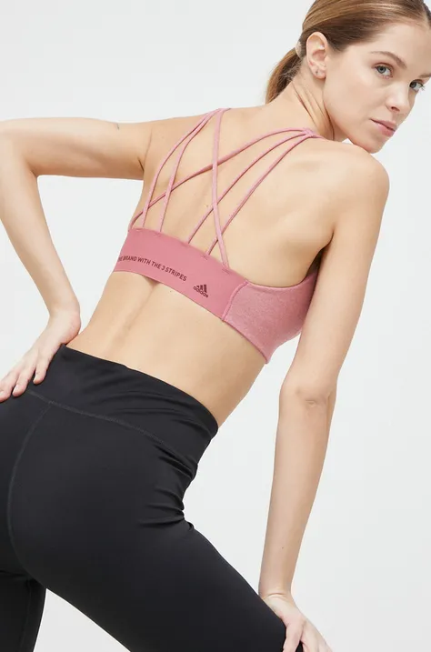 Бюстгальтер для йоги adidas Performance CoreFlow колір рожевий однотонний
