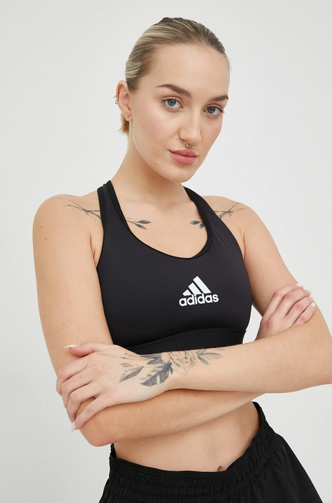 Športová podprsenka adidas Performance PowerReact čierna farba, jednofarebná