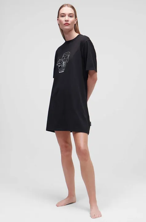 Πουκάμισο πιτζάμας Karl Lagerfeld χρώμα: μαύρο