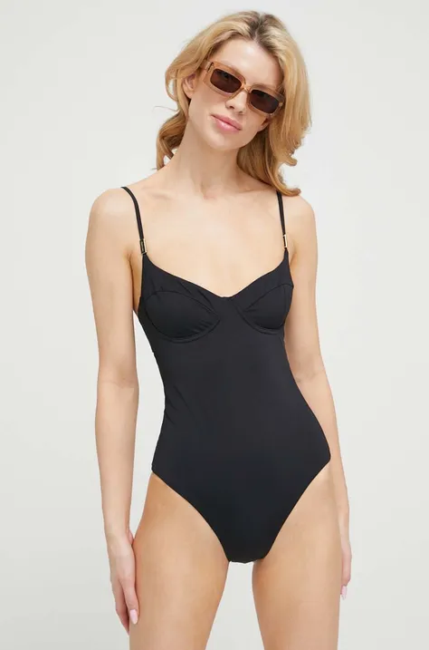 Jednodijelni kupaći kostim Calvin Klein boja: crna, mekane košarice