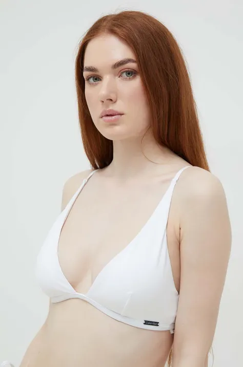 Calvin Klein sutien de baie culoarea alb, cupa usor rigidizata