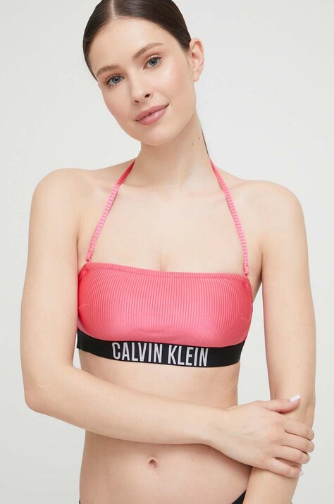 Купальный бюстгальтер Calvin Klein цвет фиолетовый слегка упрочнённая чашечка