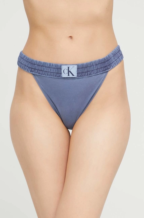 Calvin Klein sutien de baie culoarea albastru marin, cupa usor rigidizata