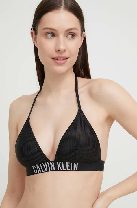 Plavková podprsenka Calvin Klein čierna farba, jemne vystužený košík