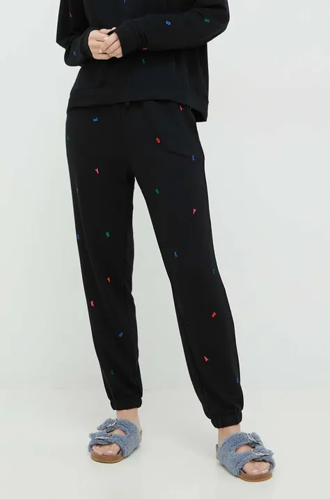 Dkny spodnie piżamowe damskie kolor czarny