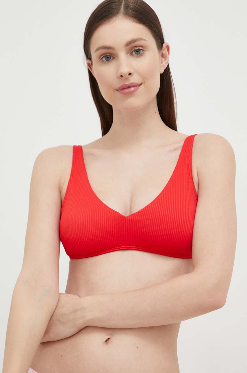 Hollister Co. sutien de baie culoarea rosu, cupa usor rigidizata