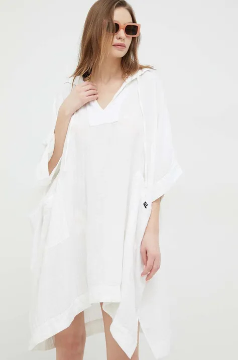Bavlnený plážový plášť Polo Ralph Lauren biela farba, 21381476