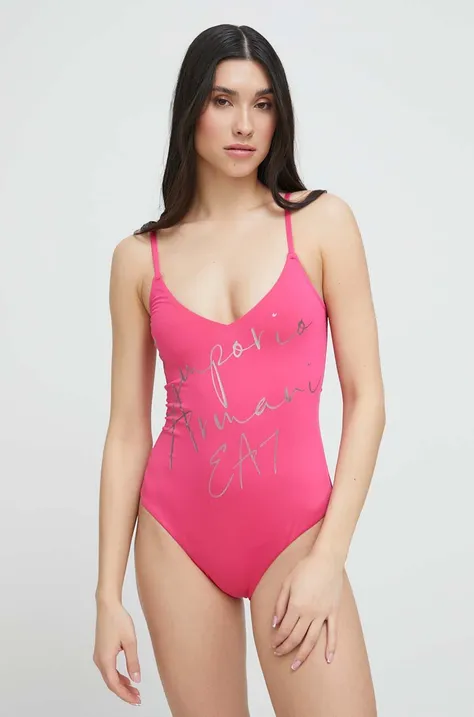 Jednodijelni kupaći kostim EA7 Emporio Armani boja: ružičasta, mekane košarice