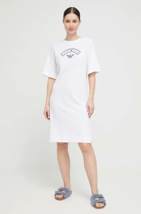 Платье лаунж Emporio Armani Underwear цвет белый хлопковое
