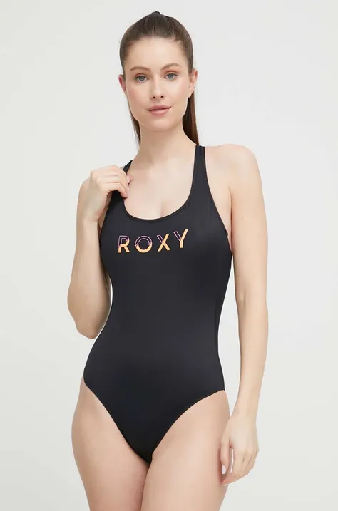 Jednodielne plavky Roxy Active čierna farba, jemne vystužený košík