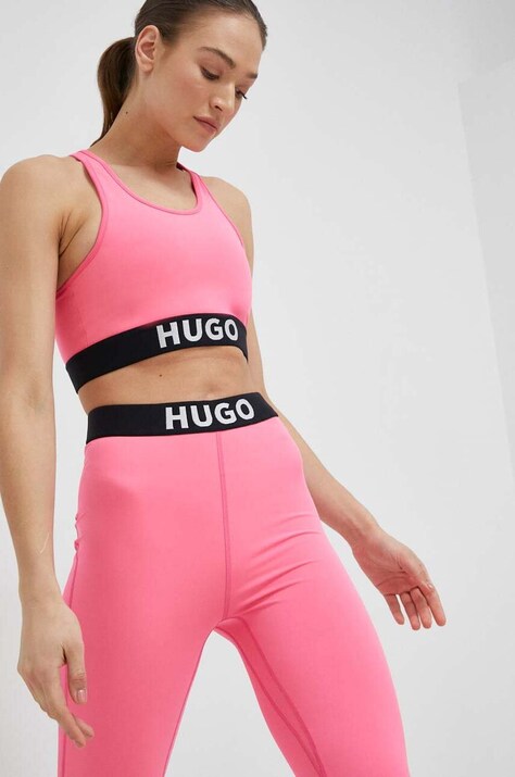 HUGO sutien sport culoarea roz, neted