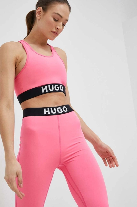 HUGO sutien sport culoarea roz, neted