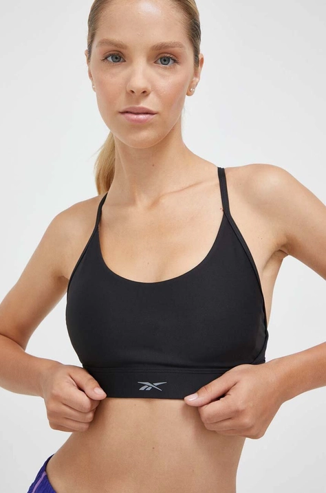 Reebok sutien sport Lux culoarea negru, neted