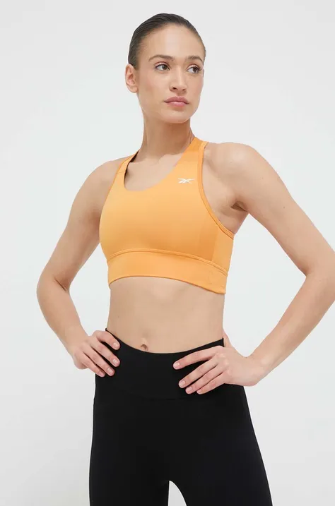 Reebok biustonosz sportowy Running Essentials kolor pomarańczowy gładki