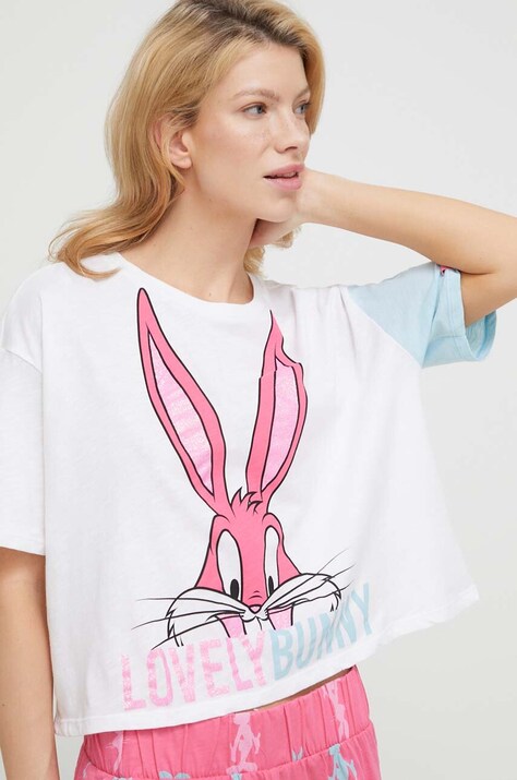 Памучно горнище на пижама с къси ръкави United Colors of Benetton x Looney Tunes