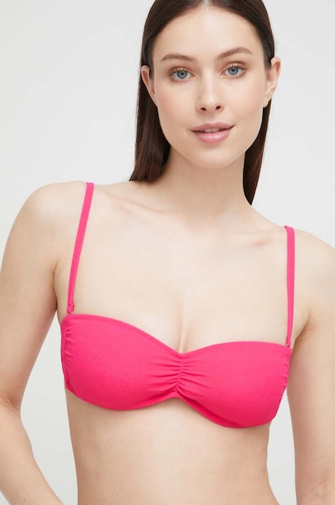 United Colors of Benetton sutien de baie culoarea roz, cupa usor rigidizata