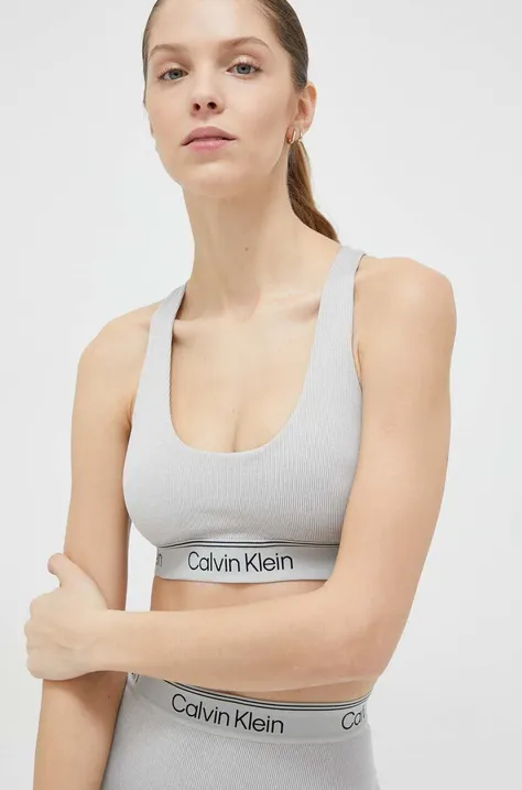 Calvin Klein Performance sutien sport CK Athletic culoarea gri, neted