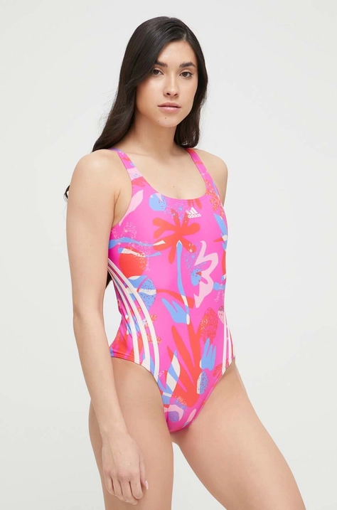 adidas Performance costum de baie dintr-o bucată Floral culoarea roz, cupa moale