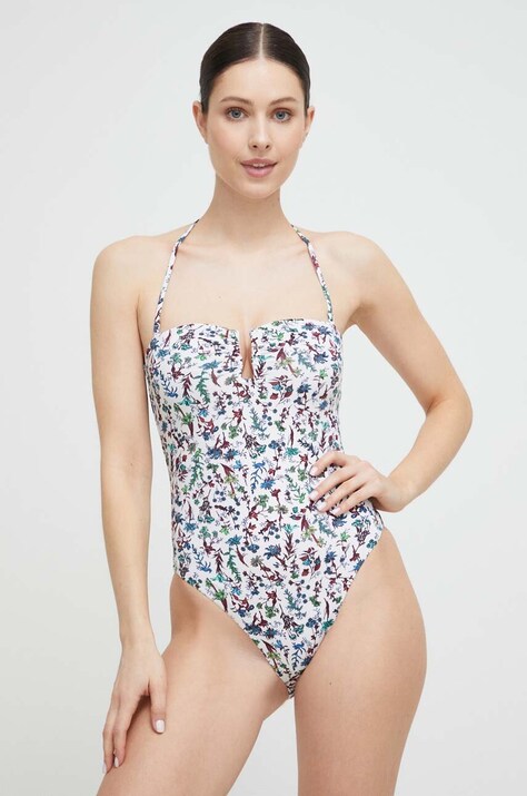 Tommy Hilfiger costum de baie dintr-o bucată culoarea alb, cupa moale