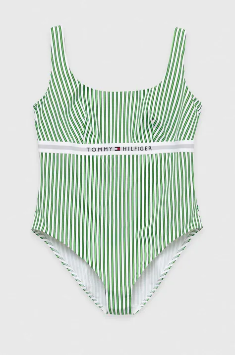 Jednodijelni kupaći kostim Tommy Hilfiger boja: zelena, mekane košarice