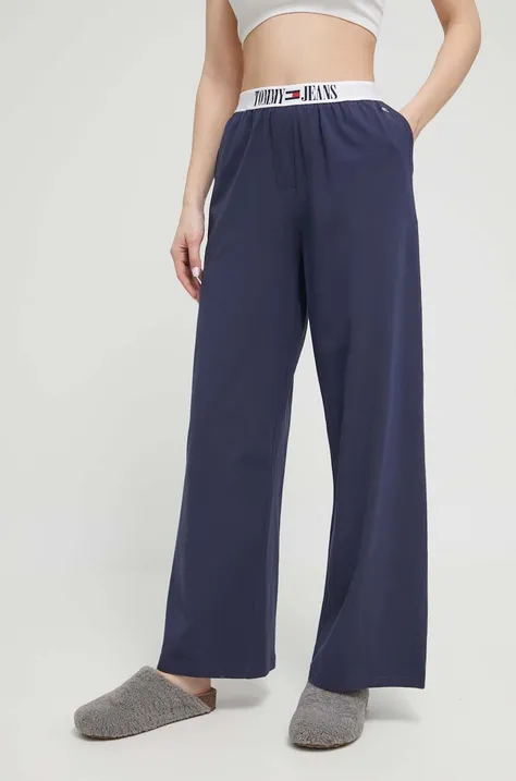 Tommy Jeans spodnie piżamowe damskie kolor granatowy bawełniana