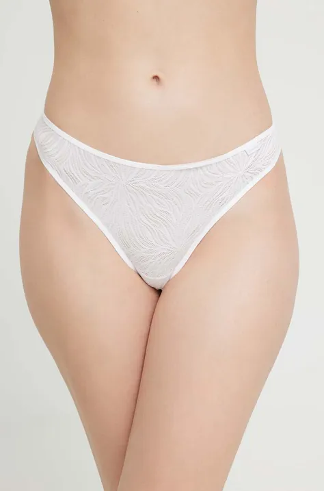 Calvin Klein Underwear stringi kolor biały z koronki