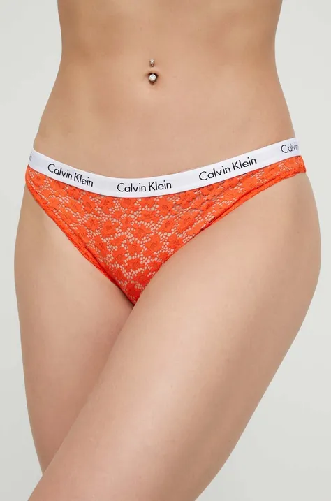 Gaćice Calvin Klein Underwear boja: narančasta, od čipke