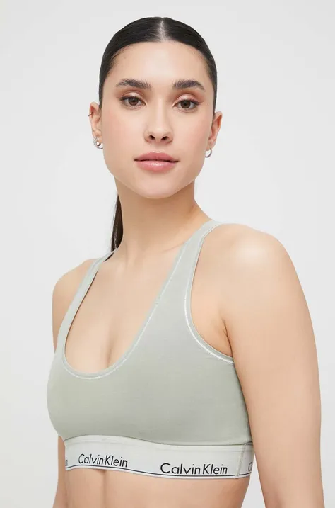 Calvin Klein Underwear sutien culoarea verde, neted