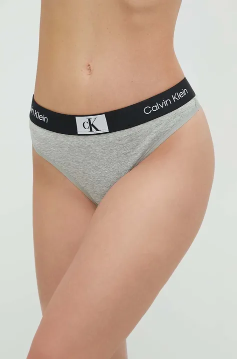 Tanga Calvin Klein Underwear šedá barva, 000QF7221E