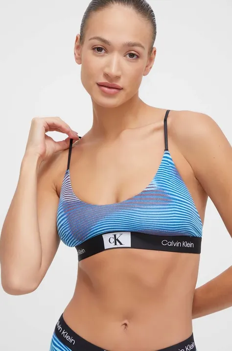 Podprsenka Calvin Klein Underwear tmavomodrá farba, vzorovaný