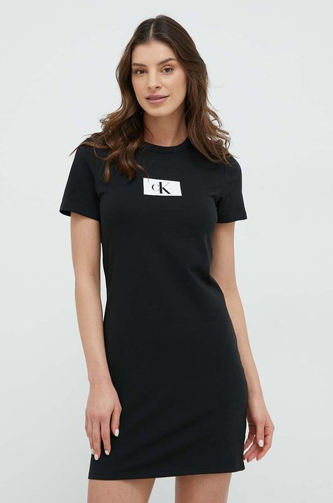 Нічна сорочка Calvin Klein Underwear жіноча колір чорний