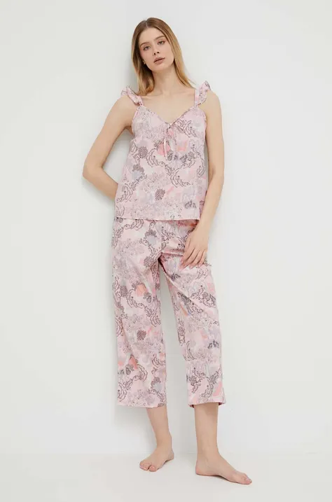 Bavlnené pyžamo Kate Spade ružová farba, bavlnená