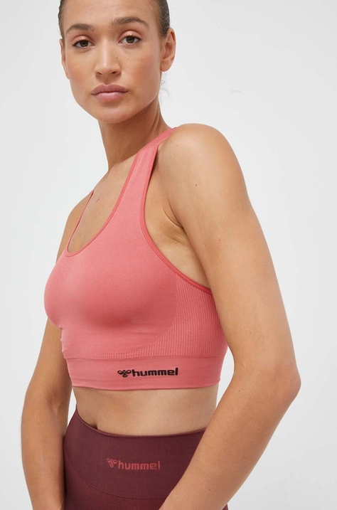 Спортен сутиен Hummel Tif hmlTIF SEAMLESS SPORTS TOP в оранжево с изчистен дизайн