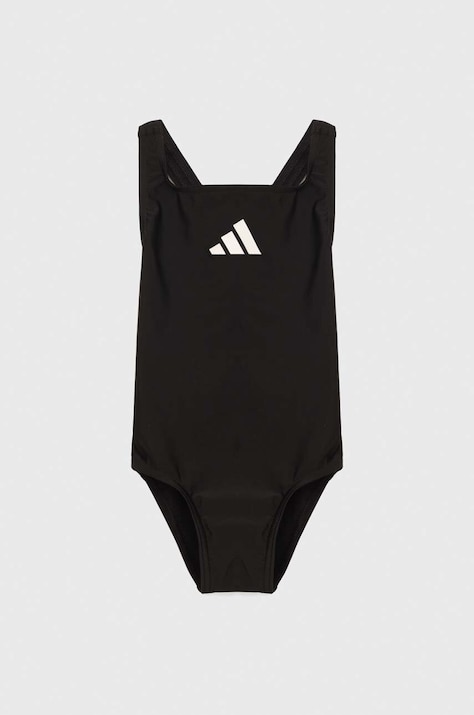 Jednodielne detské plavky adidas Performance 3 BARS SOL ST čierna farba