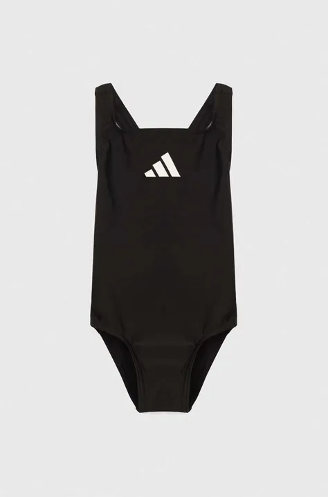 Суцільний дитячий купальник adidas Performance 3 BARS SOL ST колір чорний