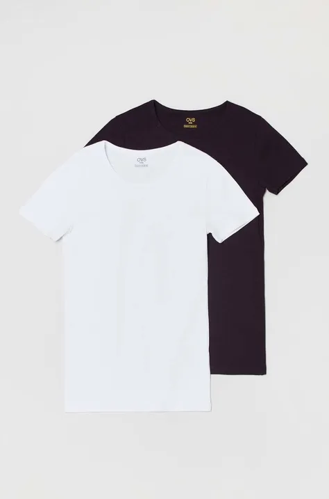 OVS t-shirt piżamowy dziecięcy 2-pack kolor czarny gładka