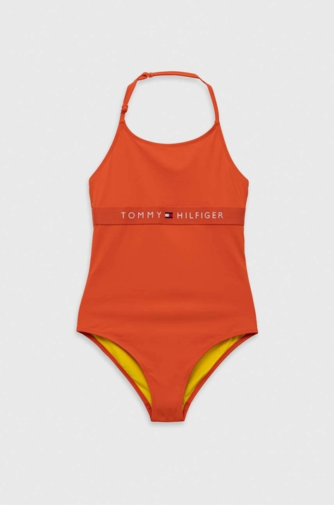 Enodelne otroške kopalke Tommy Hilfiger oranžna barva