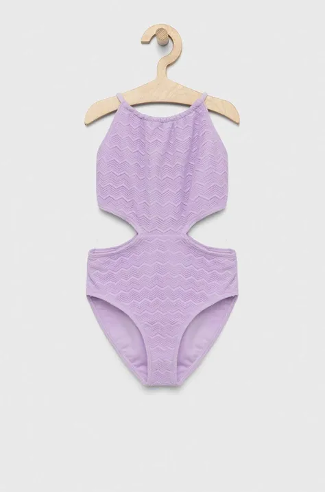 Abercrombie & Fitch jednoczęściowy strój kąpielowy dziecięcy kolor fioletowy