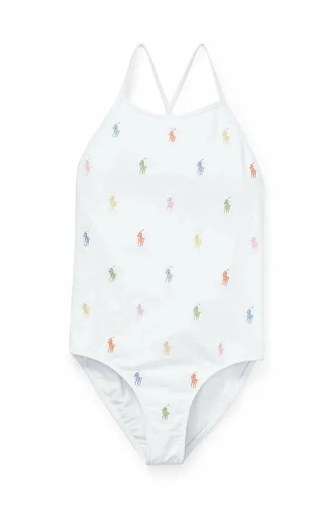 Суцільний дитячий купальник Polo Ralph Lauren колір білий