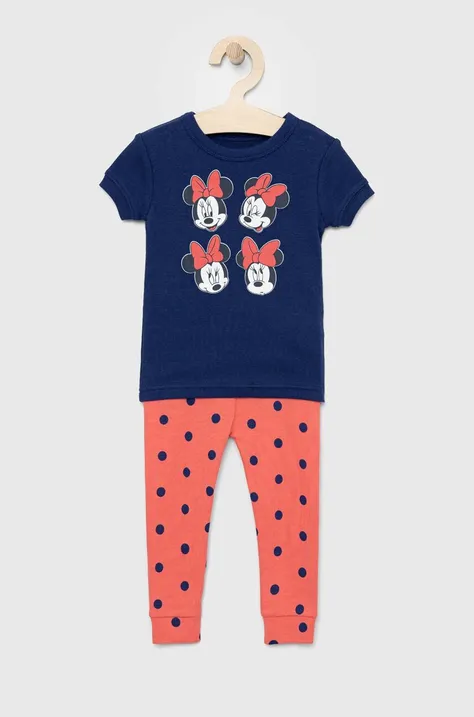 Детска памучна пижама GAP x Disney в тъмносиньо с десен