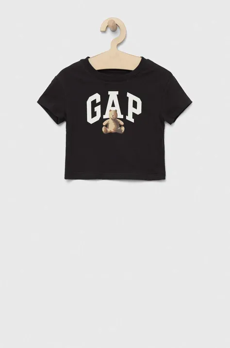 GAP t-shirt bawełniany dziecięcy kolor czarny