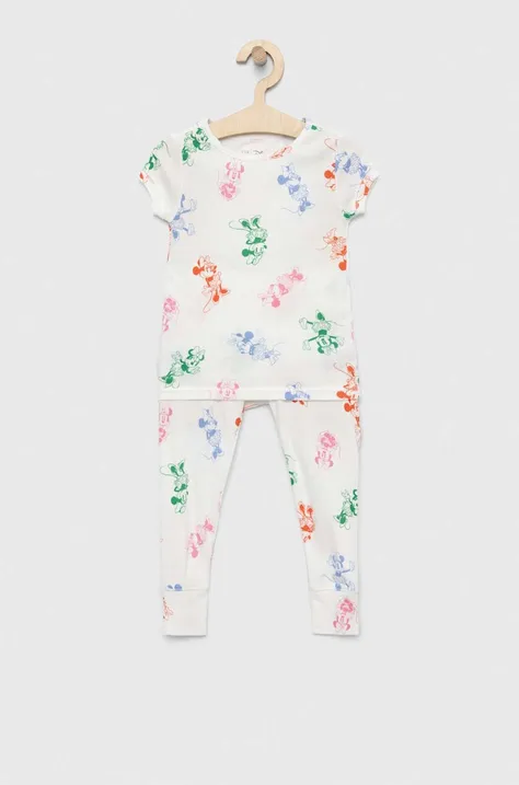 Dječja pamučna pidžama GAP x Disney boja: bijela, s uzorkom