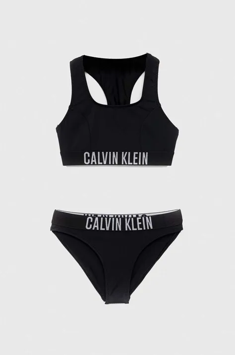 Calvin Klein Jeans dwuczęściowy strój kąpielowy dziecięcy kolor czarny