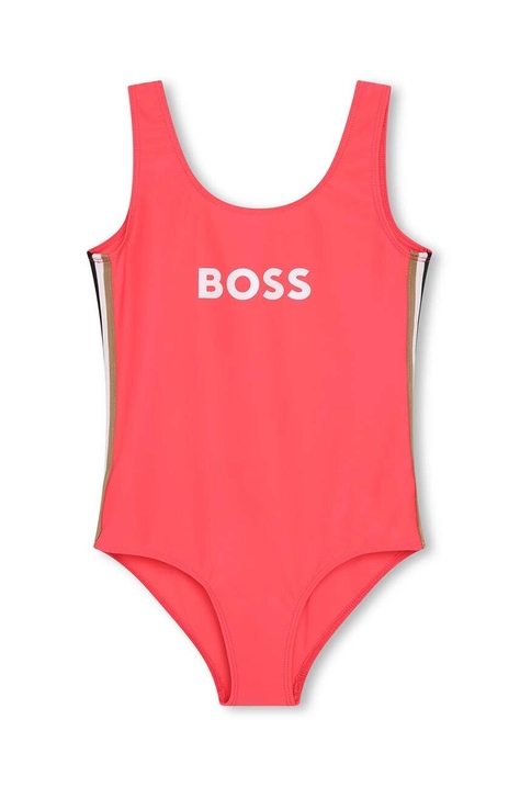 BOSS costum de baie dintr-o bucată pentru copii culoarea rosu