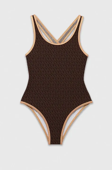 Суцільний дитячий купальник Michael Kors колір коричневий