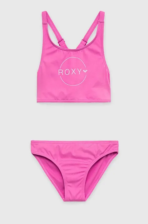 Roxy dwuczęściowy strój kąpielowy dziecięcy kolor różowy