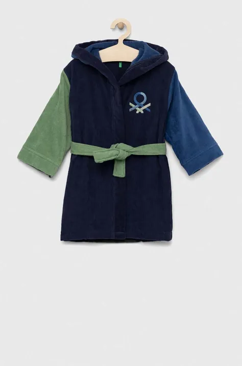 Παιδικό βαμβακερό μπουρνούζι United Colors of Benetton χρώμα: ναυτικό μπλε