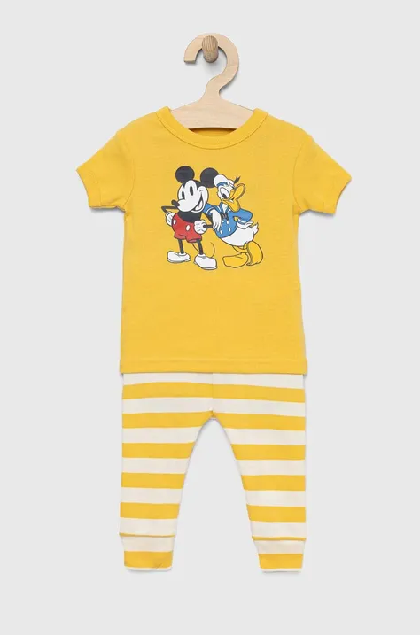 Otroška bombažna pižama GAP x Disney rumena barva