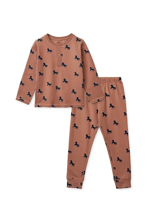 Otroška bombažna pižama Liewood bež barva